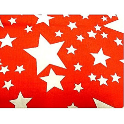 tissu coton imprimé rouge étoile blanc