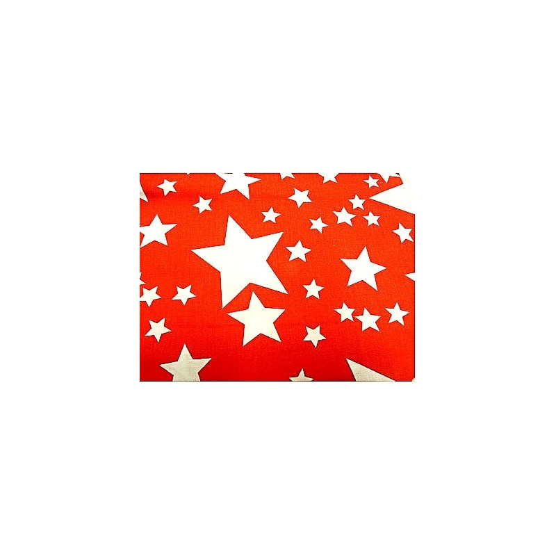 tissu coton imprimé rouge étoile blanc