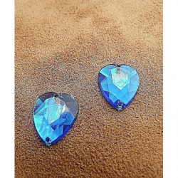 strass coeur bleu 15mm x 12mm