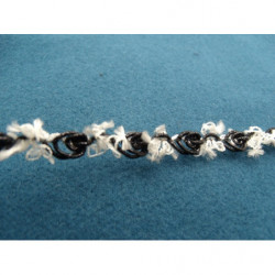 ruban fantaisie motif fleur noir et blanc