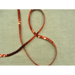 Ruban pailleté sequin  montée sur fil  -6mm- rouge