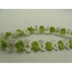 ruban fantaisie motif fleur vert et blanc