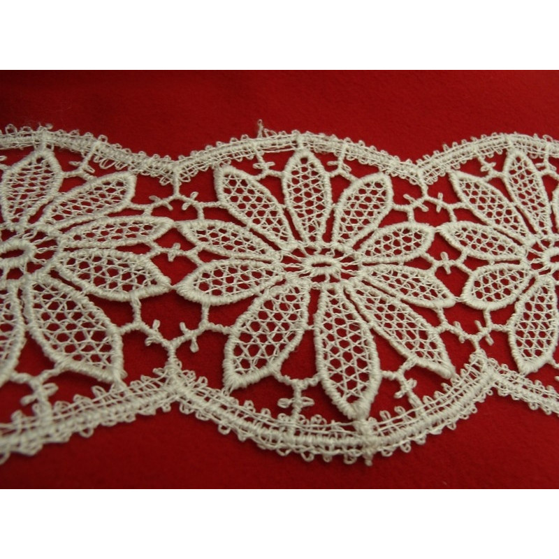 guipure coton motif fleurs ivoire