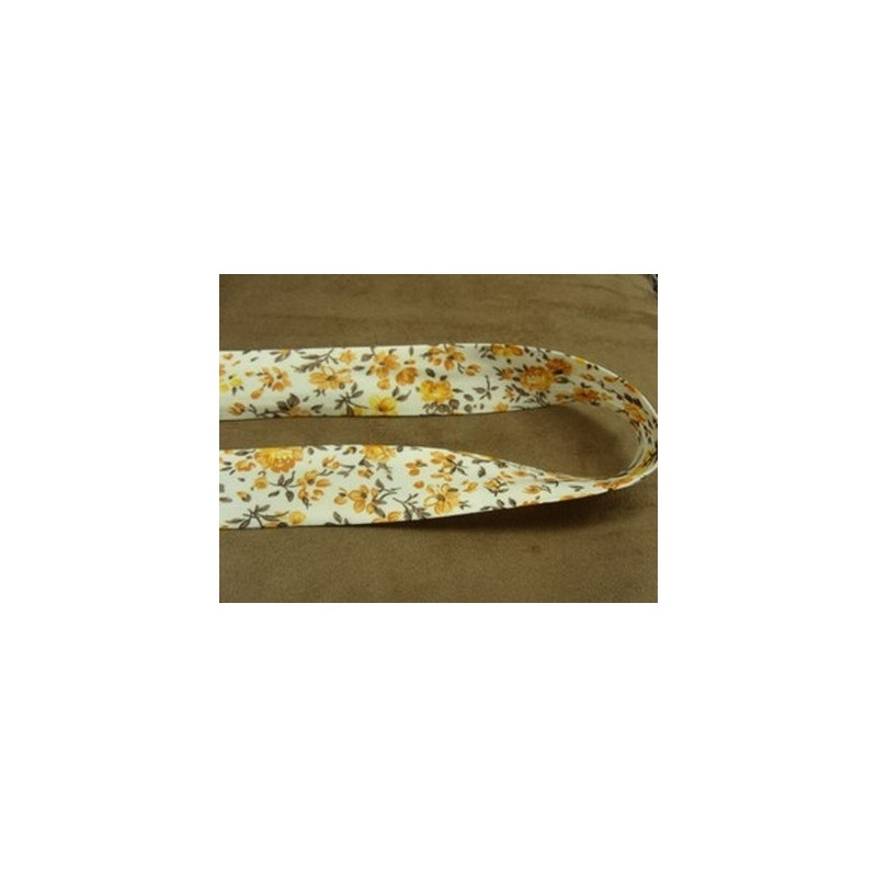 BIAIS LIBERTY A FLEURS coton ou polyester fond blanc & fleurs