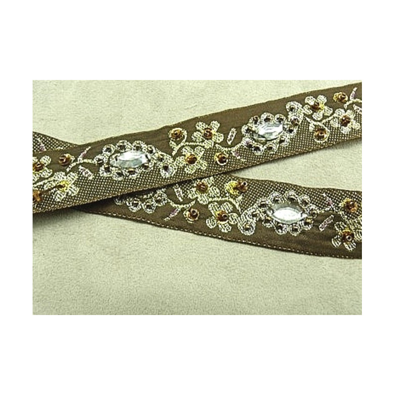 RUBAN perlé & Strass mordoré
