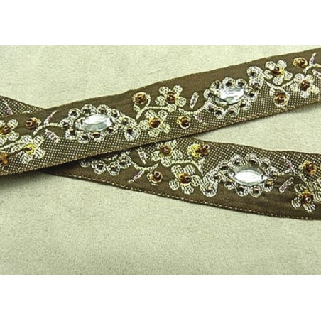 RUBAN perlé & Strass mordoré