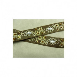  RUBAN perlé & Strass mordoré