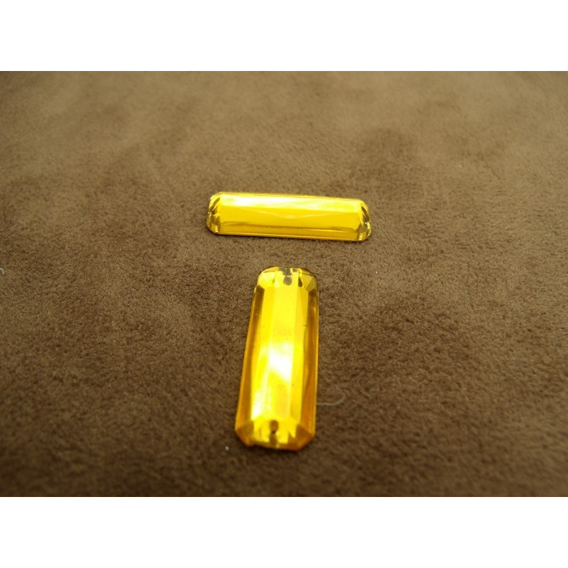 Strass rectangulaire jaune (25mm x 8mm)