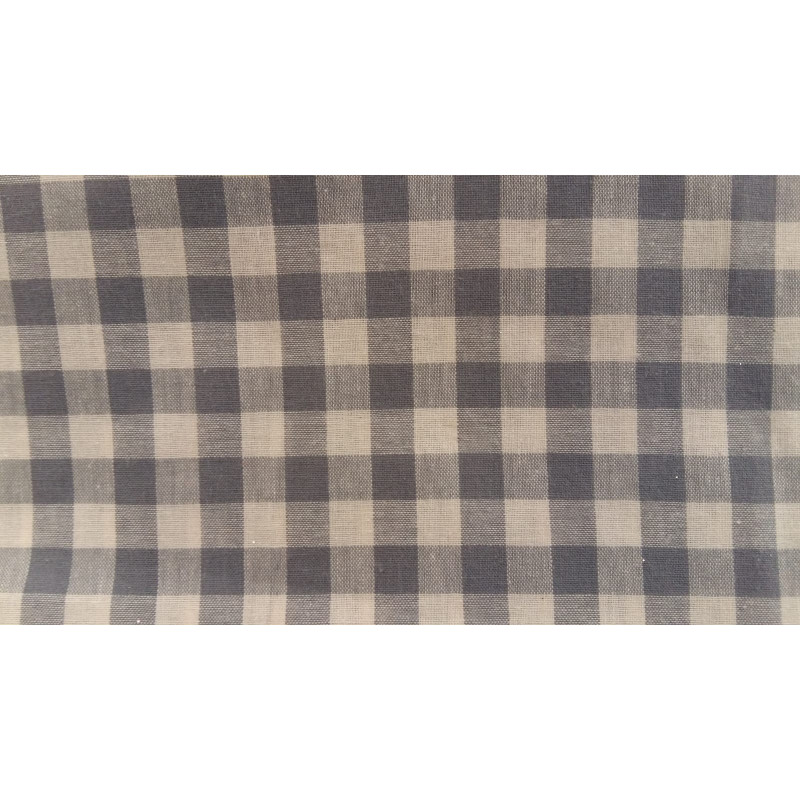 tissu coton vichy carreau gris et blanc