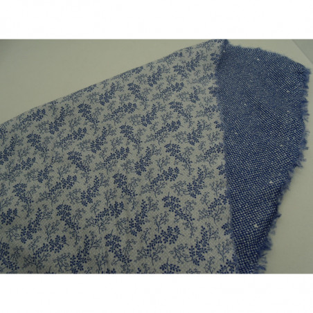 tissu coton imprimé réversible bleu