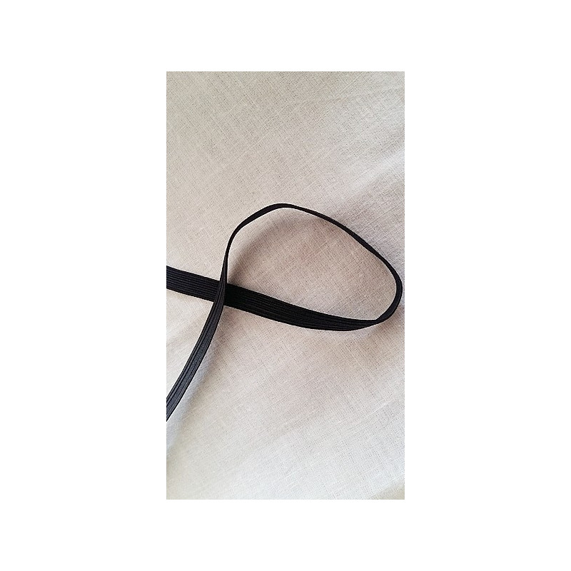 élastique plat  noir 1 cm