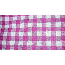 tissu coton imprimé à carreau blanc et rose 100%coton