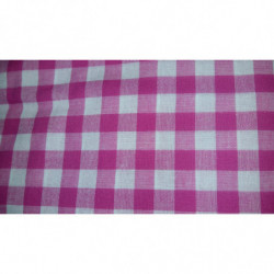 tissu coton imprimé à carreau blanc et rose 100%coton