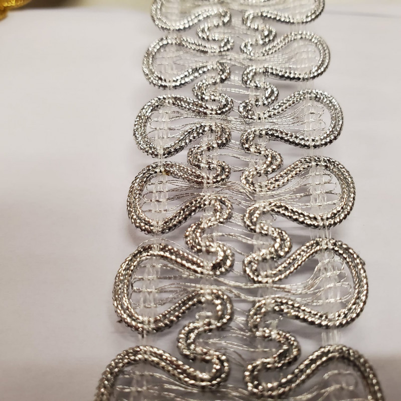 Galon Pailleté de 3.5 cm très souple en lurex argent