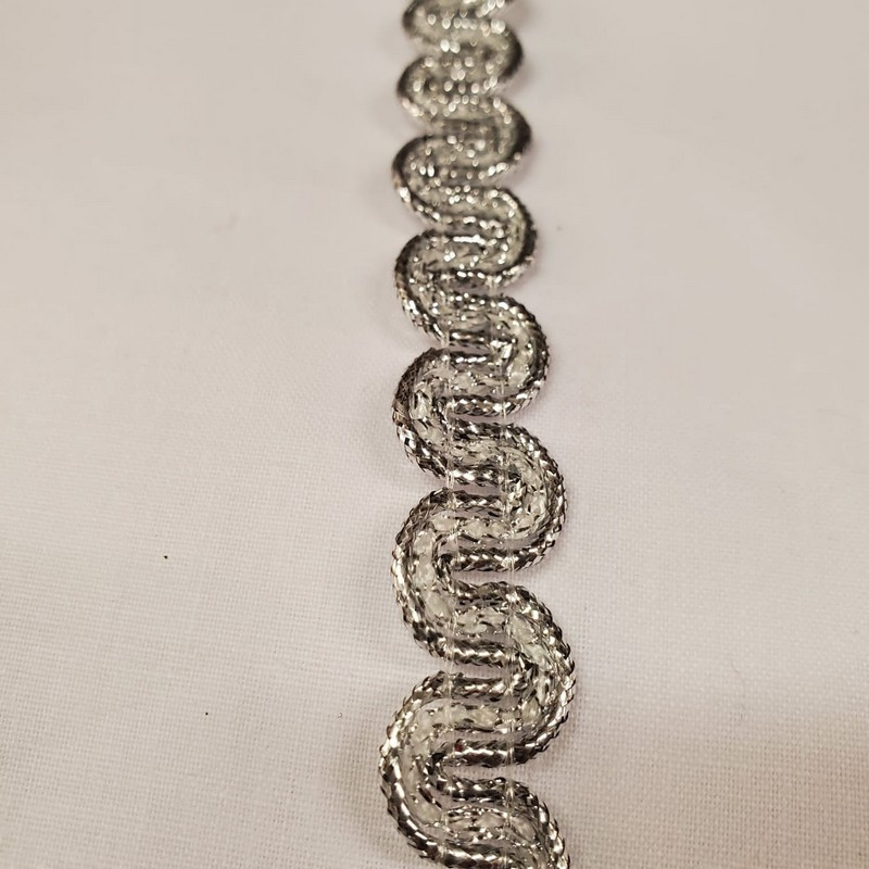Galon Pailleté de  1.5 cm très souple en lurex argent