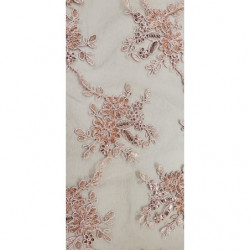 dentelle de laize brodée perlé pailleté saumon