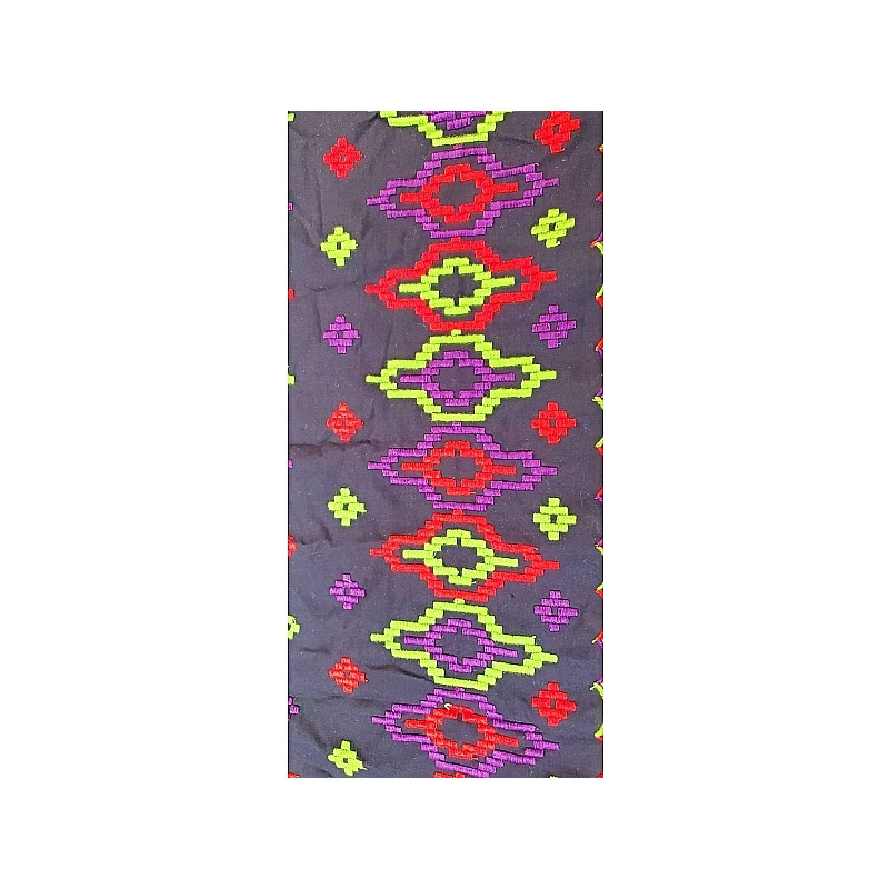 BRODERIE coton etnic multicolore brodée vert rouge