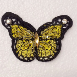écusson à coudre motif papillon strass  largeur 6.5 cm / hauteur .5 cm