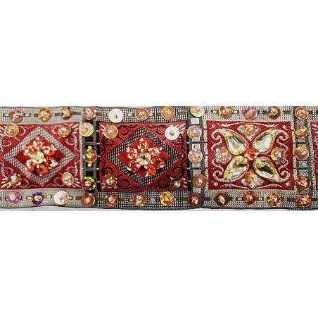 NOUVEAU ruban perlé pailleté avec strass multicolore