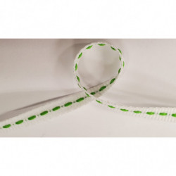 NOUVEAU gros grain blanc surpiqué vert