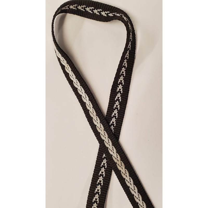 NOUVEAU ruban gros grain noir surbrodé blanc