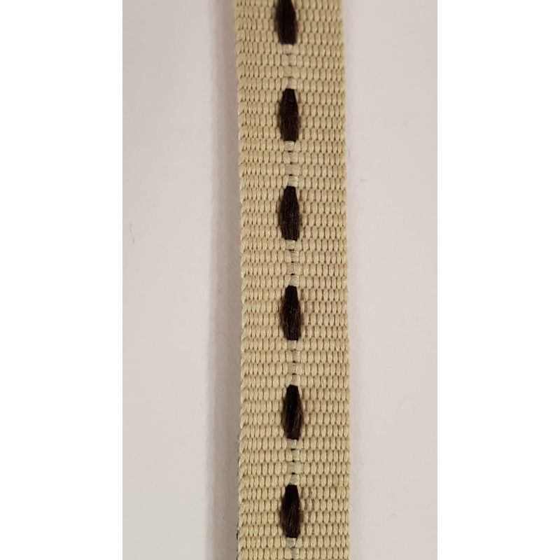 NOUVEAU ruban gros grain beige surpiqué marron