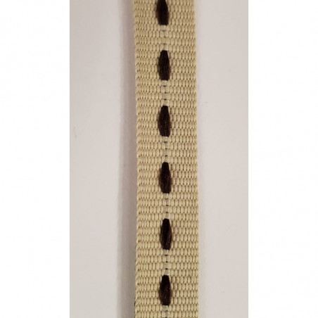 NOUVEAU ruban gros grain beige surpiqué marron NOUVEAU ruban gros grain beige surpiqué marron