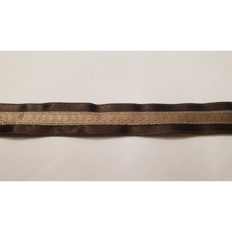 NOUVEAU ruban fantaisie beige cousu sur fond marron 1.5 cm