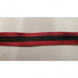 NOUVEAU ruban fantaisie noir cousu sur fond bordeaux 1.5 cm