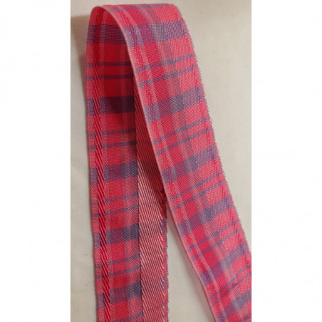 NOUVEAU ruban fantaisie carreau réversible rose 2.5 cm