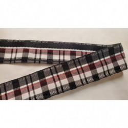 NOUVEAU ruban fantaisie carreau réversible noir et blanc 2.5 cm