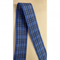 NOUVEAU ruban fantaisie carreau réversible bleu