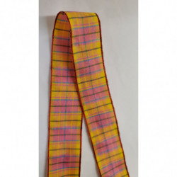 NOUVEAU ruban fantaisie carreau réversible jaune