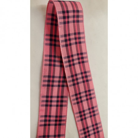 NOUVEAU ruban fantaisie carreau réversible rose et noir NOUVEAU ruban fantaisie carreau réversible rose et noir