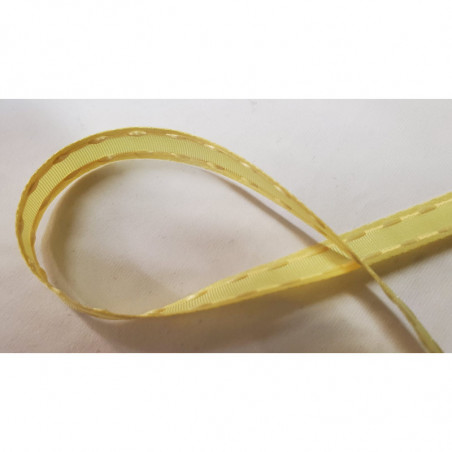 NOUVEAU ruban fantaisie surpiqué couture légèrement satiné jaune NOUVEAU ruban fantaisie surpiqué couture légèrement satiné jaune