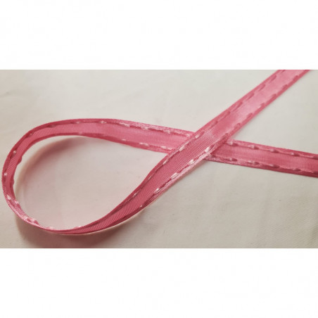 NOUVEAU ruban fantaisie surpiqué couture légèrement satiné rose  