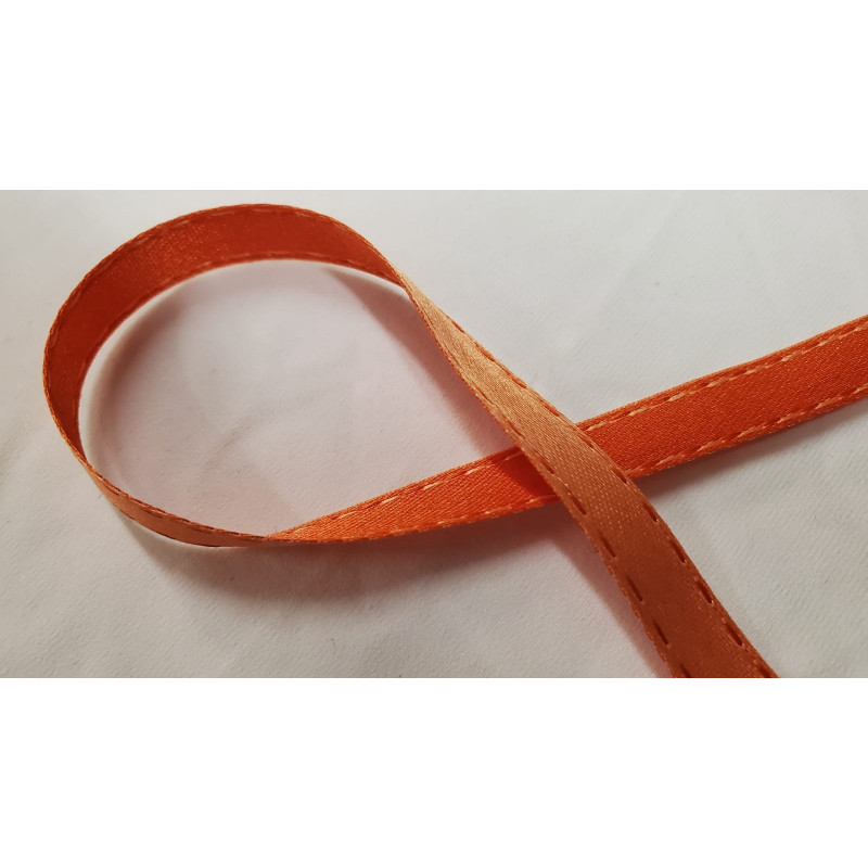 NOUVEAU ruban fantaisie façon couture surpiqué bicolore orange  