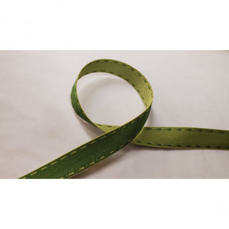 NOUVEAU ruban fantaisie façon couture surpiqué bicolore vert clair et vert foncé NOUVEAU ruban fantaisie façon couture surpiqué bicolore vert clair et vert foncé