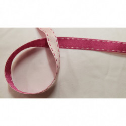 NOUVEAU ruban fantaisie façon couture surpiqué bicolore rose clair et rose fushia 