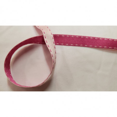 NOUVEAU ruban fantaisie façon couture surpiqué bicolore rose clair et rose fushia NOUVEAU ruban fantaisie façon couture surpiqué bicolore rose clair et rose fushia