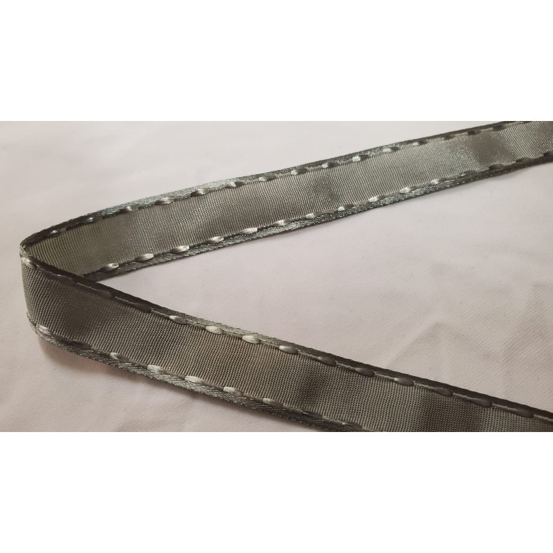 NOUVEAU ruban fantaisie façon couture surpiqué gris 