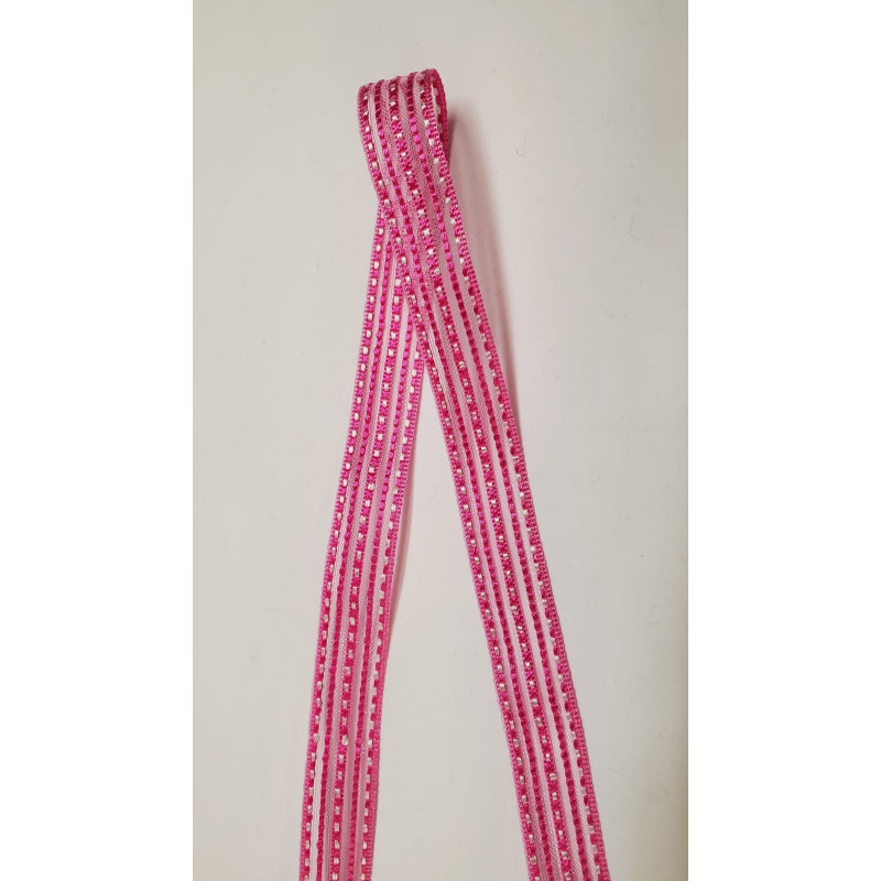 NOUVEAU ruban fantaisie organza façon couture rose fushia  1.5 cm