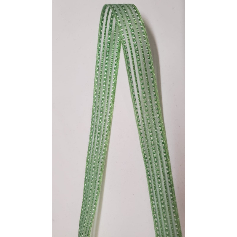 NOUVEAU ruban fantaisie organza façon couture vert  1.5 cm