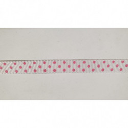 NOUVEAU ruban fantaisie blanc à pois rose