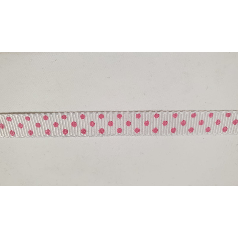 NOUVEAU ruban fantaisie blanc à pois rose