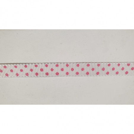 NOUVEAU ruban fantaisie blanc à pois rose NOUVEAU ruban fantaisie blanc à pois rose