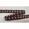 NOUVEAU ruban fantaisie marron à pois rose