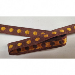 NOUVEAU ruban fantaisie marron pois or