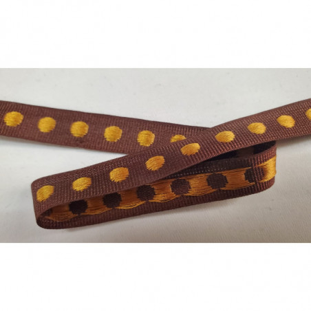 NOUVEAU ruban fantaisie marron pois or NOUVEAU ruban fantaisie marron pois or