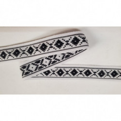 NOUVEAU ruban fantaisie losange noir sur fond blanc